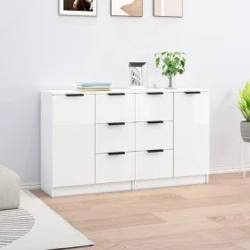 Sideboards 2 units glossy white plywood 60x30x70 cm by vidaXL, Sideboards - Ref: Foro24-3115792, Price: 169,40 €, Discount: %