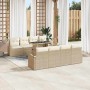Conjunto de sofá de jardín con cojín 7 pcs Beige Poliratán en Sofás de exterior | Comprar online en Foru.es