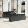 Conjunto de sofá de jardín con cojín 7 pcs Negro Poliratán en Sofás de exterior | Comprar online en Foru.es