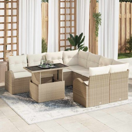 Conjunto de sofá de jardín 9 pcs Beige ratán sintético en Sofás de exterior | Comprar online en Foru.es
