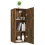 Armario de pared contrachapada roble ahumado 34,5x34x90 cm de vidaXL, Estantes y estanterías - Ref: Foro24-817438, Precio: 44...