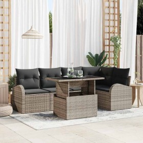Conjunto de sofá de jardín 6 pcs Gris ratán sintético en Sofás de exterior | Comprar online en Foru.es
