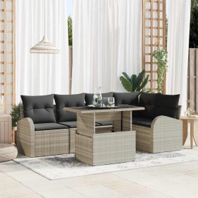 Conjunto de sofá de jardín 6 pcs Gris Claro ratán sintético en Sofás de exterior | Comprar online en Foru.es