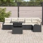 Conjunto de sofá de jardín 7 pcs Negro y crema ratán sintético en Sofás de exterior | Comprar online en Foru.es