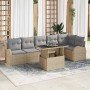 Conjunto de sofá de jardín con cojín 7 pcs beige y gris claro en Sofás de exterior | Comprar online en Foru.es