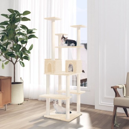 Rascador para gatos con postes de sisal color crema 167 cm de vidaXL, Mobiliario para gatos - Ref: Foro24-171609, Precio: 74,...