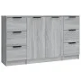 Aparadores 3 piezas madera contrachapada gris Sonoma de vidaXL, Aparadores - Ref: Foro24-3115842, Precio: 151,17 €, Descuento: %
