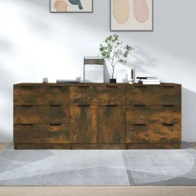 Aparador de 3 piezas madera contrachapada color roble ahumado de vidaXL, Aparadores - Ref: Foro24-3115801, Precio: 227,29 €, ...