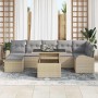 Conjunto de sofá de jardín con cojín 8 pcs beige y gris claro en Sofás de exterior | Comprar online en Foru.es