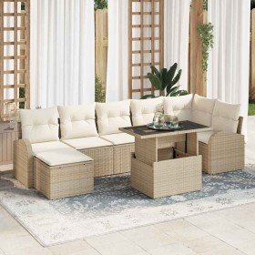 Conjunto de sofá de jardín 8 pcs Beige y Crema ratán sintético en Sofás de exterior | Comprar online en Foru.es