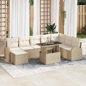 Conjunto de sofá de jardín 9 pcs Beige y Crema ratán sintético en Sofás de exterior | Comprar online en Foru.es