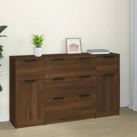 Set de aparador 3 piezas madera contrachapada roble marrón de vidaXL, Aparadores - Ref: Foro24-3115827, Precio: 179,94 €, Des...