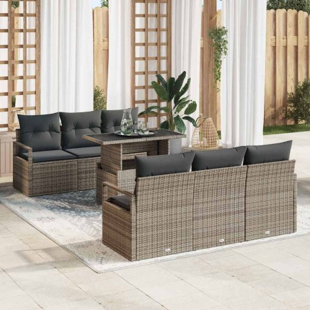 Conjunto de sofá de jardín 7 pcs Gris ratán sintético en Sofás de exterior | Comprar online en Foru.es