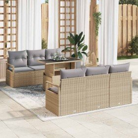 Conjunto de sofá de jardín 7 pcs Beige y Gris Claro en Sofás de exterior | Comprar online en Foru.es
