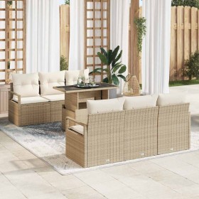Conjunto de sofá de jardín 7 pcs Beige ratán sintético en Sofás de exterior | Comprar online en Foru.es