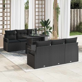 Conjunto de sofá de jardín 7 pcs Negro ratán sintético en Sofás de exterior | Comprar online en Foru.es