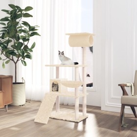 Rascador para gatos con postes de sisal crema 131 cm de vidaXL, Mobiliario para gatos - Ref: Foro24-171603, Precio: 58,71 €, ...