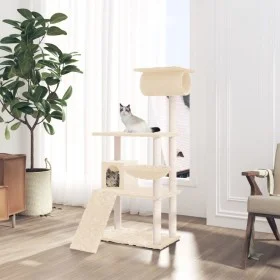 Rascador para gatos con postes de sisal crema 131 cm de vidaXL, Mobiliario para gatos - Ref: Foro24-171603, Precio: 61,03 €, ...