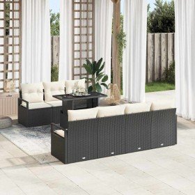 Conjunto de sofá de jardín 8 pcs Negro y crema ratán sintético en Sofás de exterior | Comprar online en Foru.es
