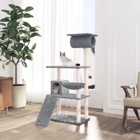 Rascador para gatos con postes de sisal gris claro 131 cm de vidaXL, Mobiliario para gatos - Ref: Foro24-171604, Precio: 58,5...
