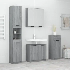 Set de armario de baño 4 pzas madera contrachapada gris sonoma de vidaXL, Muebles de baño - Ref: Foro24-3115890, Precio: 256,...
