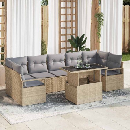 Conjunto de sofá de jardín con cojín 8 pcs Beige y Gris Claro en Sofás de exterior | Comprar online en Foru.es