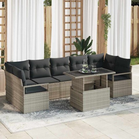 Conjunto de sofá de jardín 8 pcs Gris claro ratán sintético en Sofás de exterior | Comprar online en Foru.es