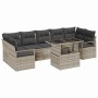 Conjunto de sofá de jardín 8 pcs Gris claro ratán sintético en Sofás de exterior | Comprar online en Foru.es