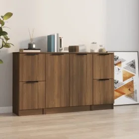 Sideboards 3 pieces oak brown plywood by vidaXL, Sideboards - Ref: Foro24-3115851, Price: 149,11 €, Discount: %