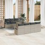 Conjunto de sofá de jardín 9 pcs Gris Claro ratán sintético en Sofás de exterior | Comprar online en Foru.es
