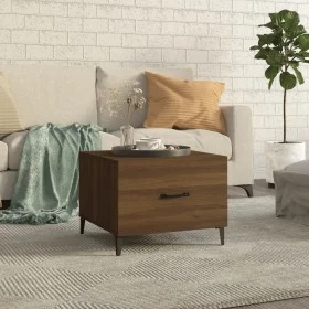 Mesa de centro con patas de metal marrón roble 50x50x40 cm de vidaXL, Mesas de centro - Ref: Foro24-817541, Precio: 36,91 €, ...