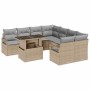 Conjunto de sofá de jardín con cojín 9 pcs Beige y Gris Claro en Sofás de exterior | Comprar online en Foru.es