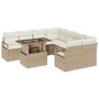 Conjunto de sofá de jardín 9 pcs Beige y Crema ratán sintético en Sofás de exterior | Comprar online en Foru.es
