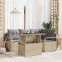 Conjunto de sofá de jardín con cojín 5 pcs beige y gris claro en Sofás de exterior | Comprar online en Foru.es