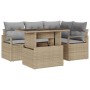 Conjunto de sofá de jardín con cojín 5 pcs beige y gris claro en Sofás de exterior | Comprar online en Foru.es