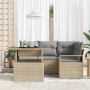 Conjunto de sofá de jardín con cojín 5 pcs beige y gris claro en Sofás de exterior | Comprar online en Foru.es