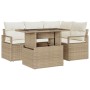 Conjunto de sofá de jardín 5 pcs beige y crema ratán sintético en Sofás de exterior | Comprar online en Foru.es