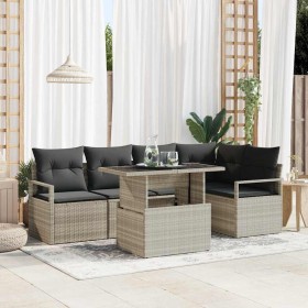 Conjunto de sofá de jardín 6 pcs Gris Claro ratán sintético en Sofás de exterior | Comprar online en Foru.es