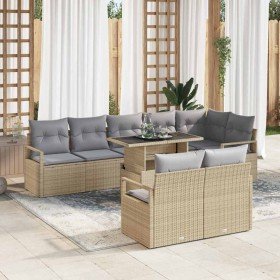 Conjunto de sofá de jardín con cojín 9 pcs beige y gris claro en Sofás de exterior | Comprar online en Foru.es