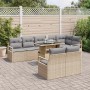 Conjunto de sofá de jardín con cojín 9 pcs beige y gris claro en Sofás de exterior | Comprar online en Foru.es
