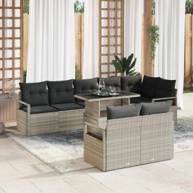 Conjunto de sofá de jardín 9 pcs Gris claro ratán sintético en Sofás de exterior | Comprar online en Foru.es