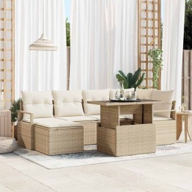 Conjunto de sofá de jardín con cojín 7 pcs beige y crema en Sofás de exterior | Comprar online en Foru.es