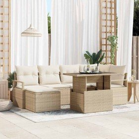Conjunto de sofá de jardín con cojín 7 pcs beige y crema en Sofás de exterior | Comprar online en Foru.es
