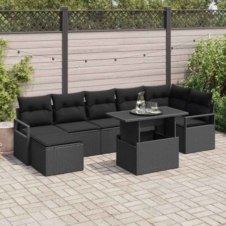 Conjunto de sofá de jardín 8 pcs Negro ratán sintético en Sofás de exterior | Comprar online en Foru.es