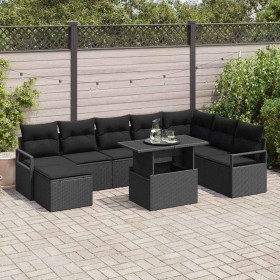 Conjunto de sofá de jardín con cojín 9 pcs Negro en Sofás de exterior | Comprar online en Foru.es