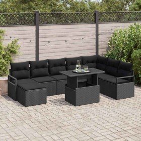 Conjunto de sofá de jardín con cojín 9 pcs Negro en Sofás de exterior | Comprar online en Foru.es