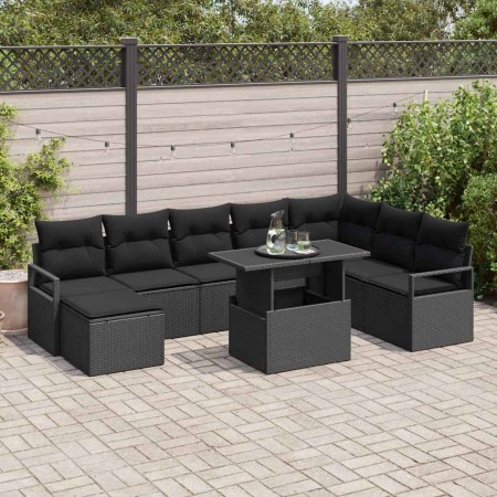 Conjunto de sofá de jardín con cojín 9 pcs Negro en Sofás de exterior | Comprar online en Foru.es