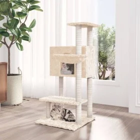 Rascador para gatos con postes de sisal crema 108,5 cm de vidaXL, Mobiliario para gatos - Ref: Foro24-171597, Precio: 57,96 €...