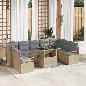 Conjunto de sofá de jardín con cojín 10 pcs beige y gris claro en Sofás de exterior | Comprar online en Foru.es
