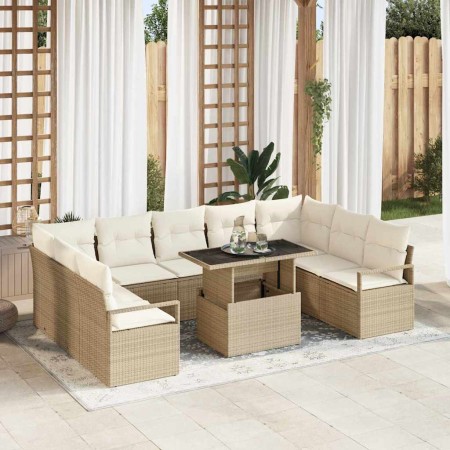 Conjunto de sofá de jardín 10 pcs Beige y Crema ratán sintético en Sofás de exterior | Comprar online en Foru.es